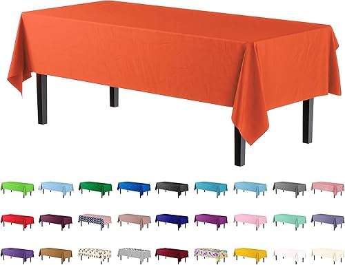 Miniatura 43 de Party Solids Paquete de 4 manteles de plástico color cereza, 54 x 108 pulgadas, mantel desechable para fiestas y pícnics Cereza,Puntos negros y