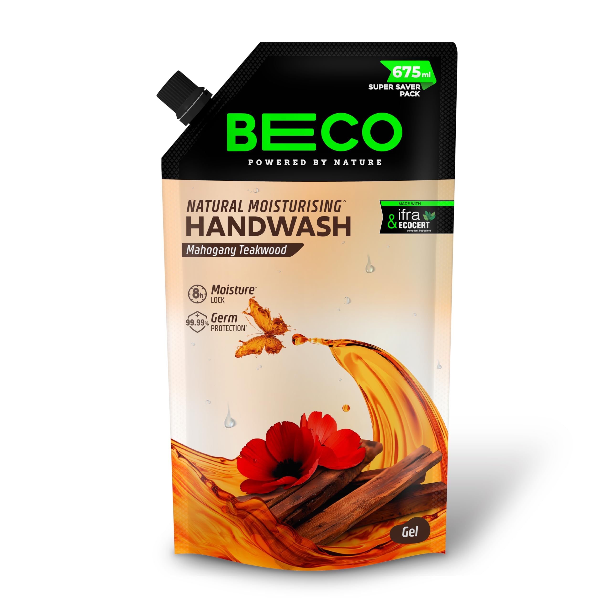 Beco Moisturising Liquid Handwash-Mahogany Teakwood Fragrance | 675 ml | 8-hr moisture lock | Natural, Paraben free, Chemical Free | Kills 99.99% germs, Safe for all Skin types | Plant based Cleansers-image-45