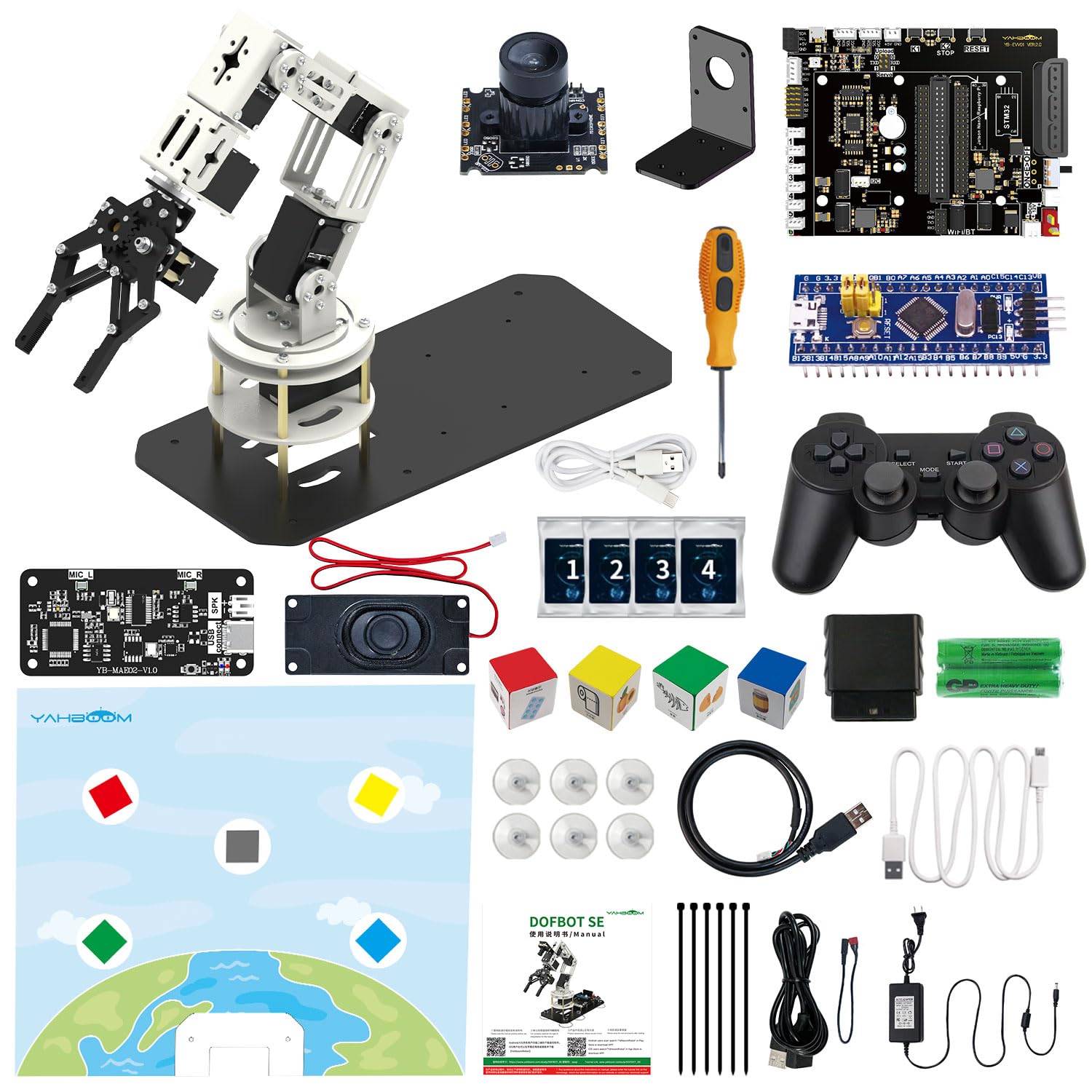Yahboom ROS2 Robotic Arm Embodied Intelligence, 3D Spatial Recognition, Virtual Machine PC Control, AI Large Model Voice Module (Superior Kit)