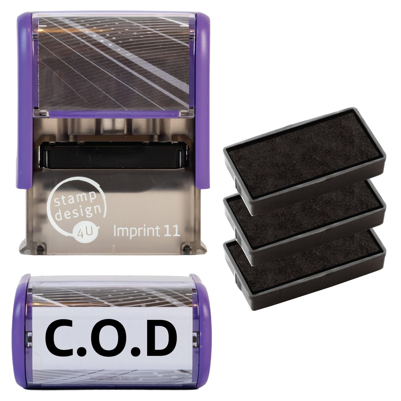 Cash on Delivery Self Inking Rubber Stamp for Stamping Your C.O.D Documents - COD Stamp with Black Ink and 3 Extra Inkpads