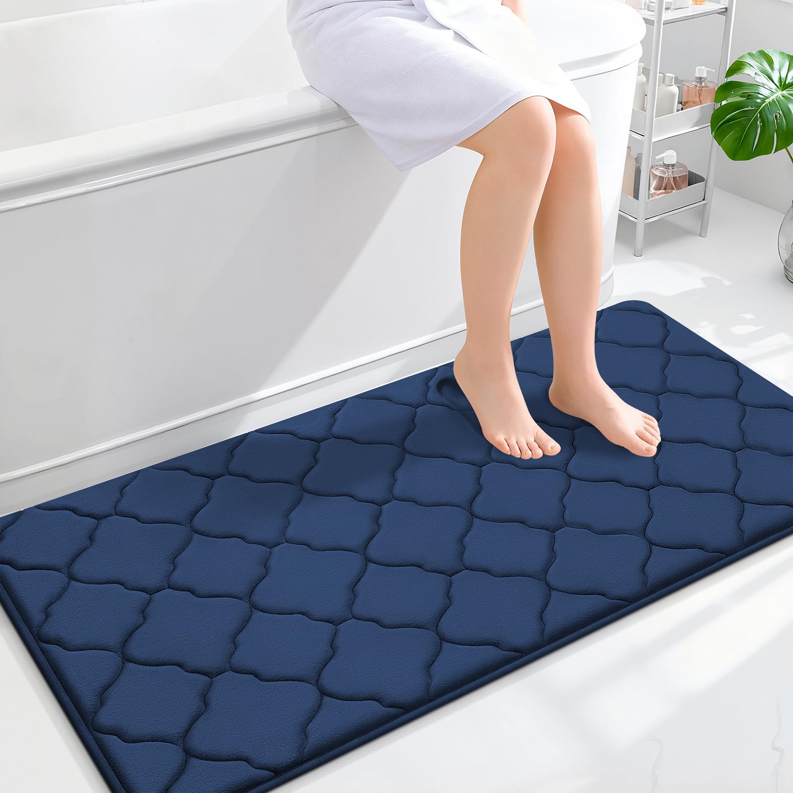 OLANLY Memory Foam Bath Mat Rug 47x24, Ultra Soft and Absorbent Bathroom Rugs, Non-Slip, Comfortable, Machine Washable Bath Carpet for Bathroom Floor,