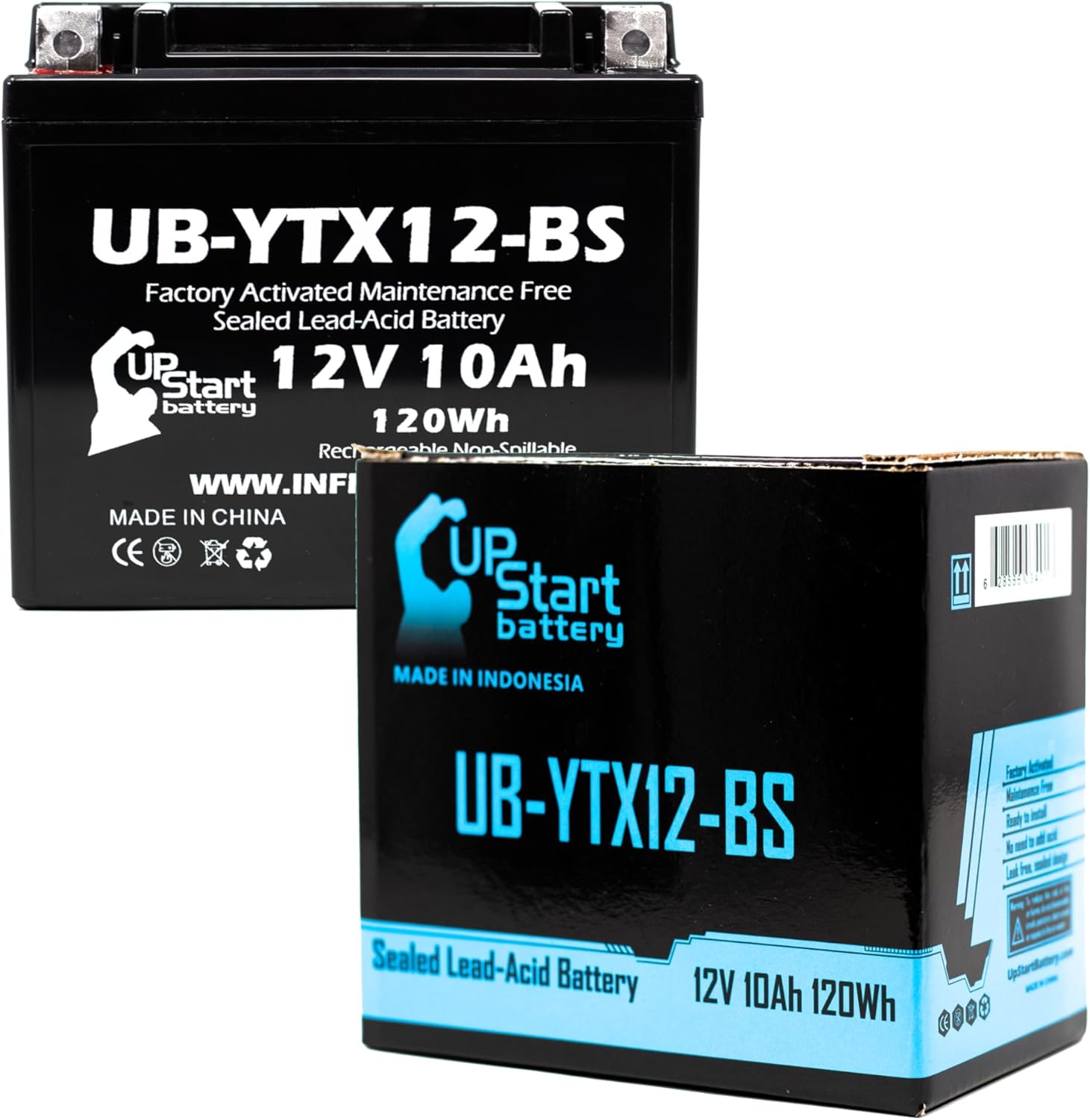 Replacement for 1999 Honda TRX250 Recon, ES 250 CC Factory Activated, Maintenance Free, ATV Battery - 12V, 10Ah, UB-YTX12-BS