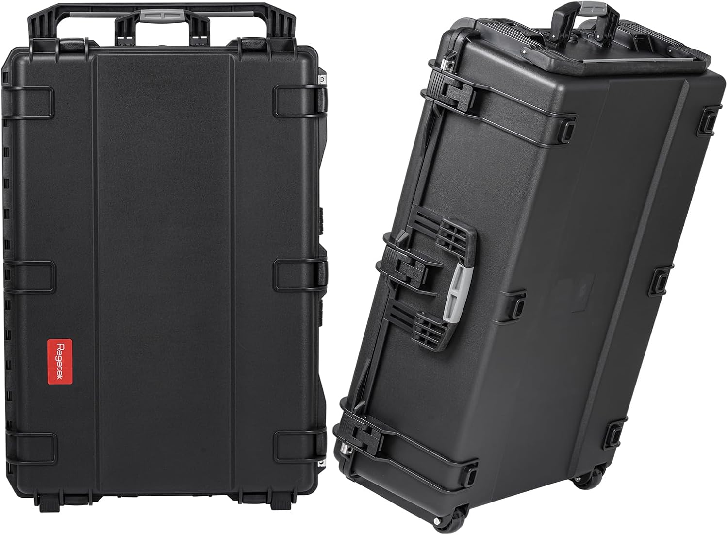 Regetek Rolling Case with Foam, 37 x 25.5 x 12 Inch, Transport Hard Case with Wheels/ 3 Large Handles for Camera, Tool, Equipment, Crushproof,Waterproof, Lockable, Inner 33.66" x 22.64" x 9.06"
