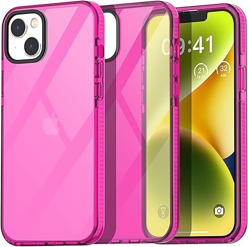 AICase Funda protectora para iPhone 13iPhone 14, transparente y bonita funda protectora para iPhone 13 y iPhone 14, color rosa intenso neĂłn AICase Funda protectora para iPhone 13iPhone 14, transparente y bonita funda protectora para iPhone 13 y iPhone 14, color rosa intenso neĂłn