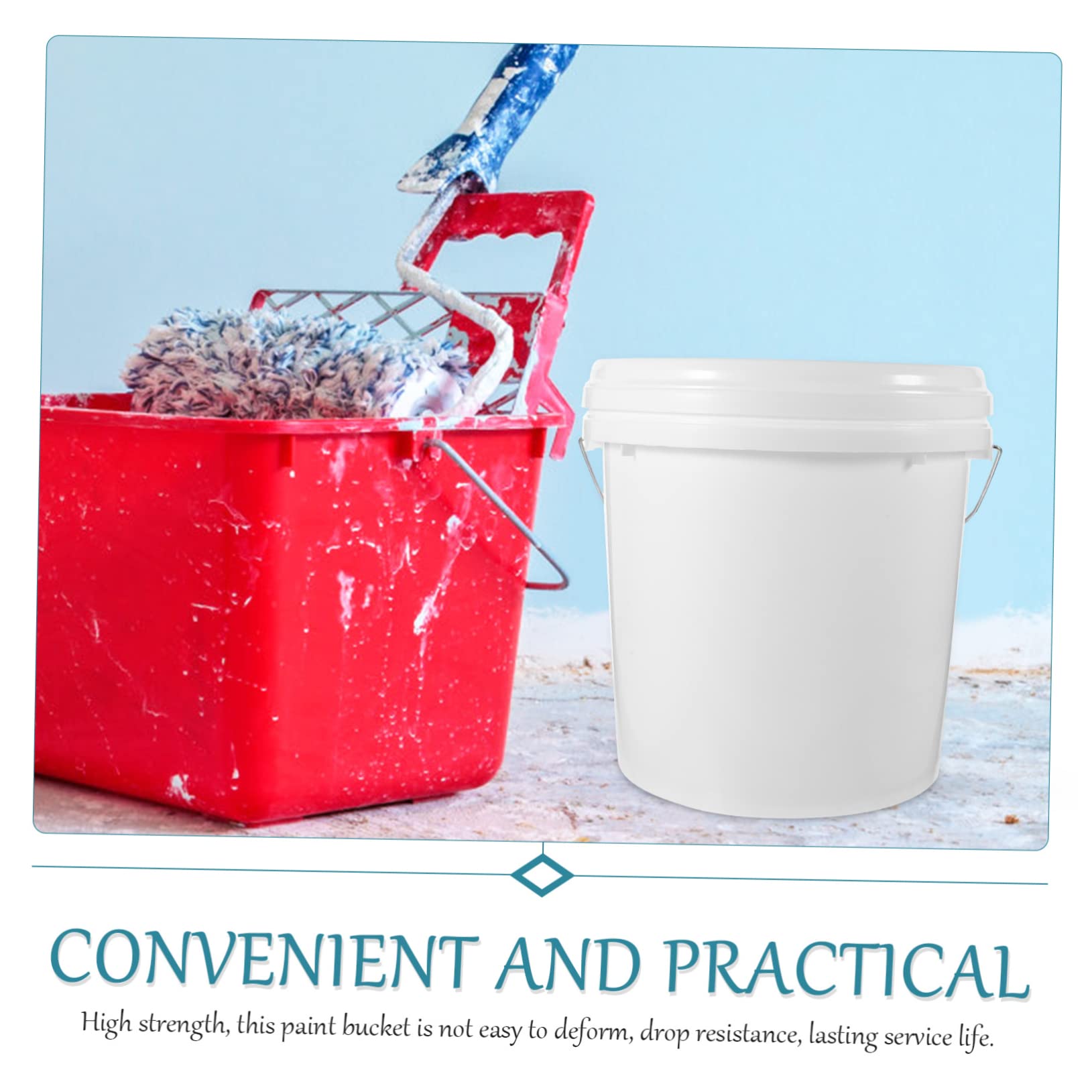 PartyKindom Cubo de Pintura Blanco de 10 L con Tapa, Multiusos y Fabricado en Hdpe, Adecuado para Almacenamiento y Aplicaciones Prácticas en Pintura