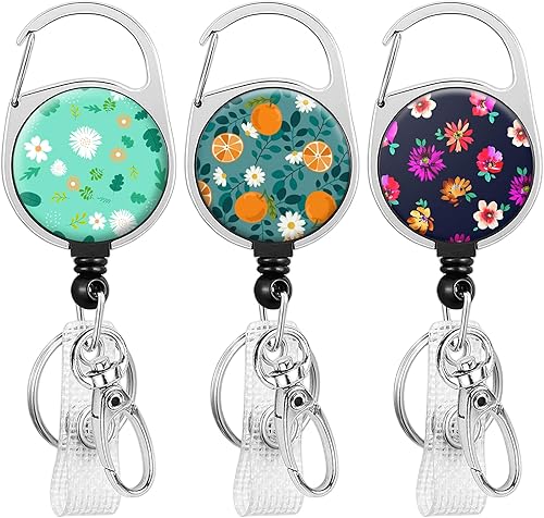 Carretes retráctiles lindos portatarjetas, clip de insignia con llavero retráctil y llavero, cuerda de nailon resistente para tarjetas de