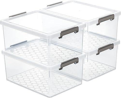 CITYLIFE 33 Qt Clear Plastic Storage Bins with Lids 4-Pack, Heavy Duty Stackable CITYLIFE 33 Qt Clear Plastic Storage Bins with Lids 4-Pack, Heavy Duty Stackable