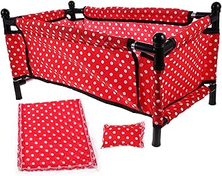 Toyvian 1 Conjunto De Móveis Em Miniatura Móveis Para Crianças Miniture Decoração Mini Bonecas Berço Cama De Boneca Berço Em Miniatura Casa De Artesanato Para Bebês Criança Vermelha