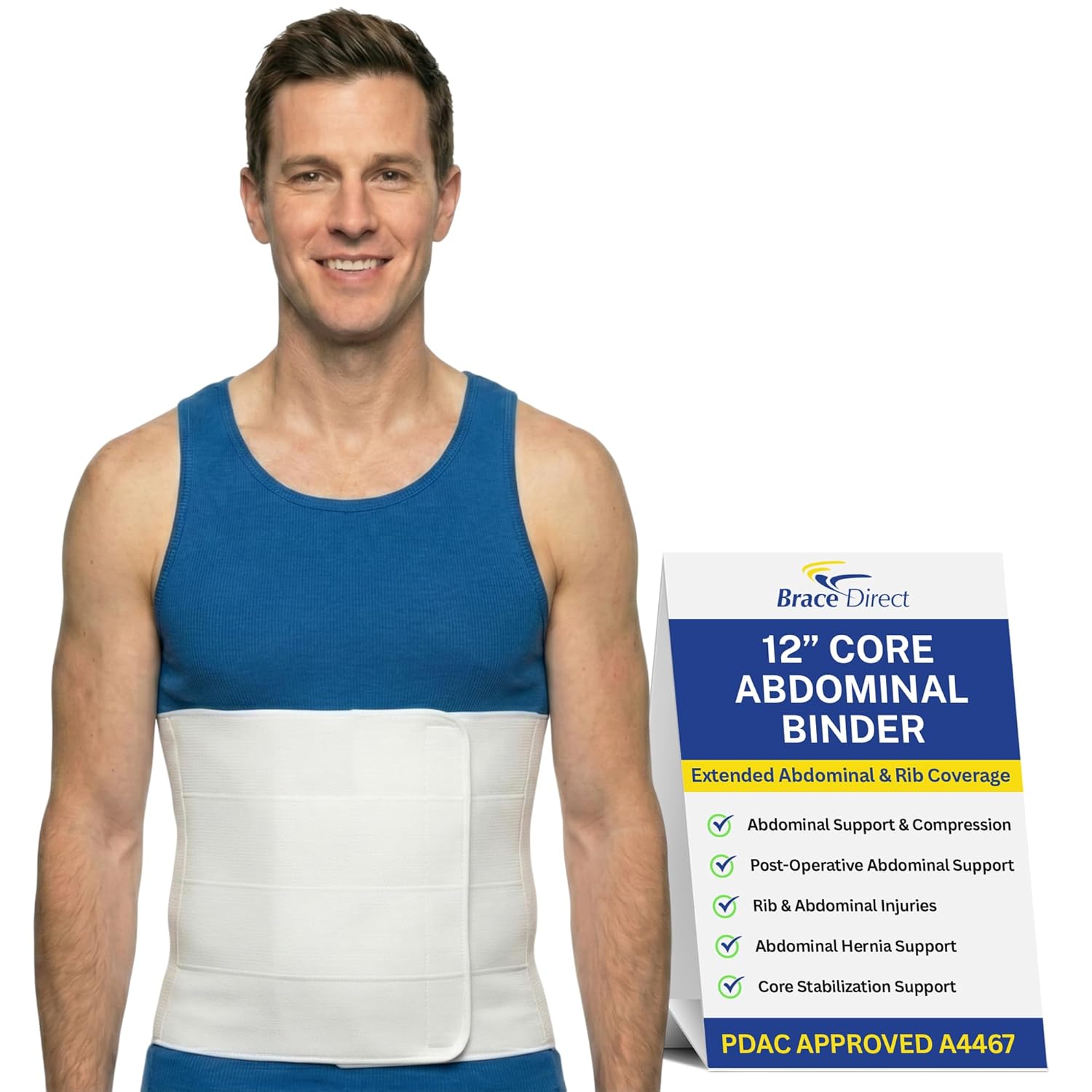 Brace Direct Breg Abdominal Binder 9” & 12” A4467 - Adjustable Compression for Rib & Abdomen Injuries, Post-Op Support - Breg