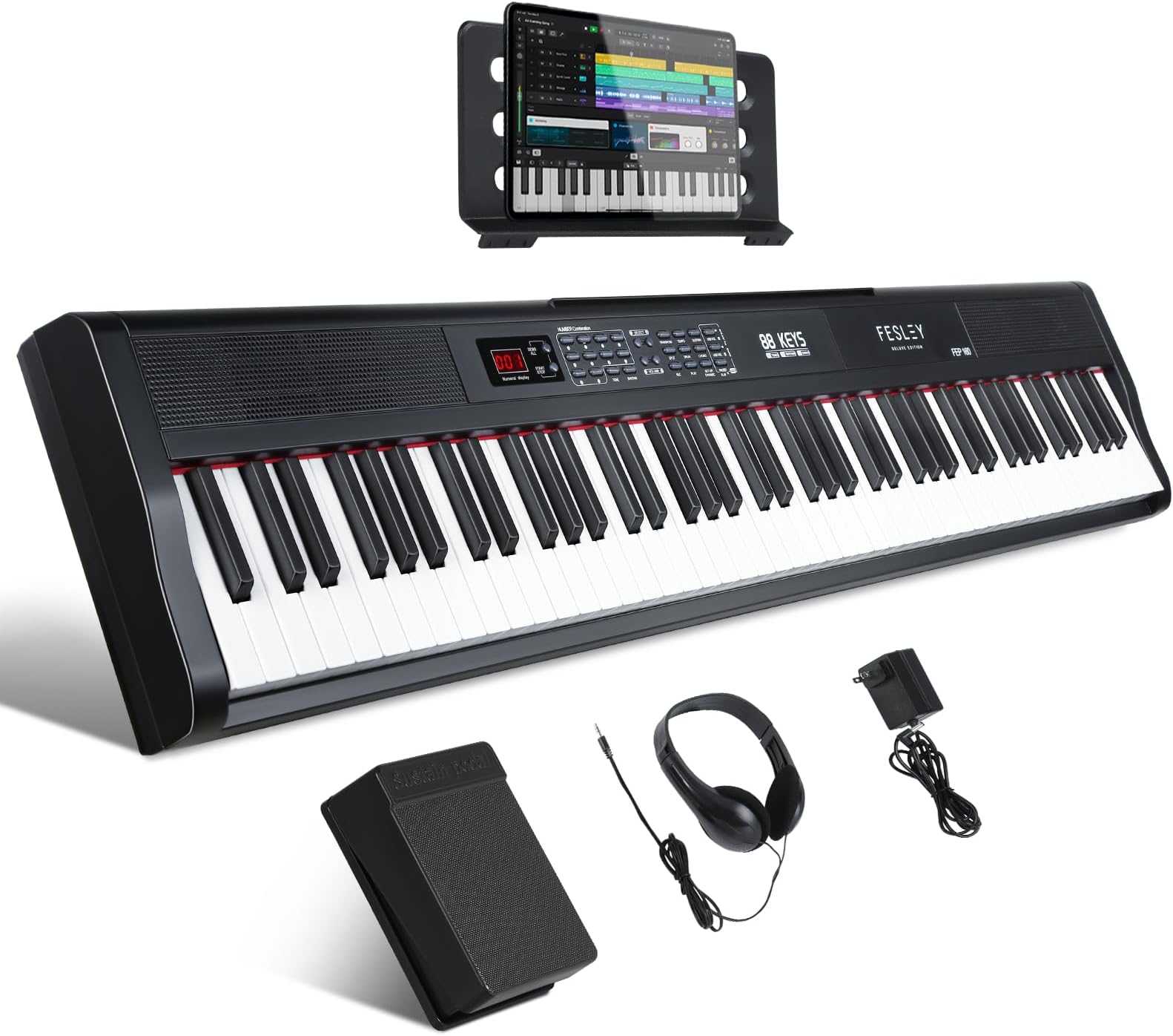Hamzer 88Key Electronic Keyboard Portable Digital Music Piano with Touch Sensitive