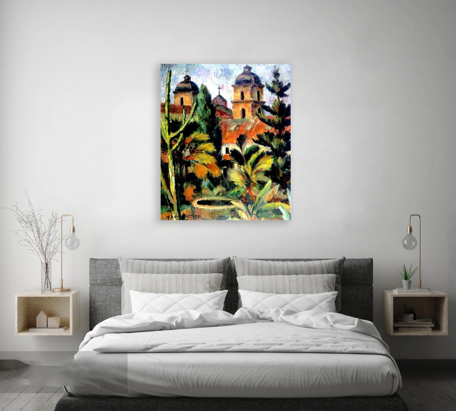 IKYE Charles Ginner Impressions sur toile célèbres peintures d'art mural célèbres (Père Noël Barbara) reproduit sur toile Décoration murale encadrée prête à accrocher 75 x 105 cm encadrée