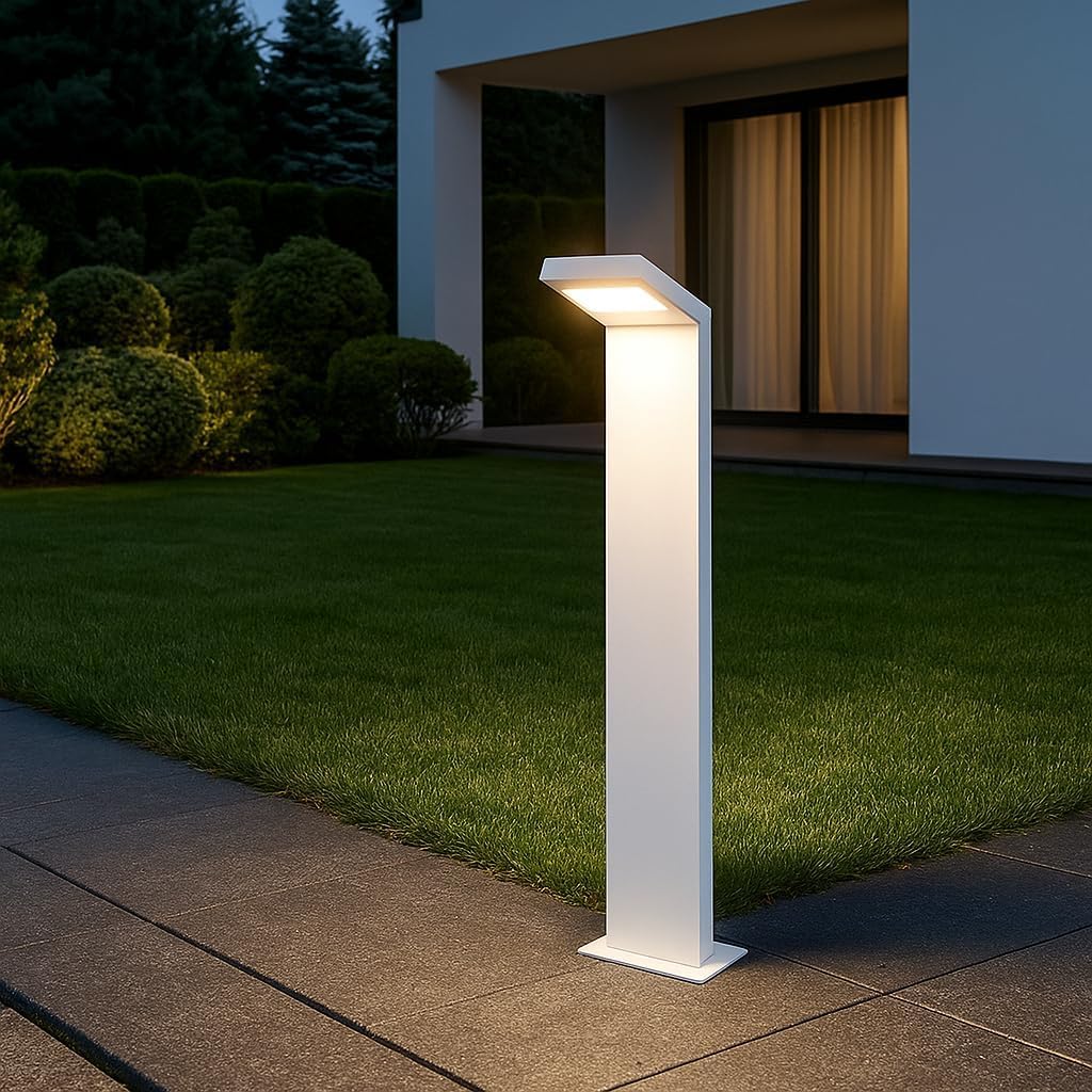 Lampione da Giardino Moderno 10W, Paletto Luce LED Esterno 4000K, IP54 Impermeabile, H580mm, Lampada da Esterno per Vialetti, Cortile, Giardino – Alluminio 954PA-H580 (BIANCO)