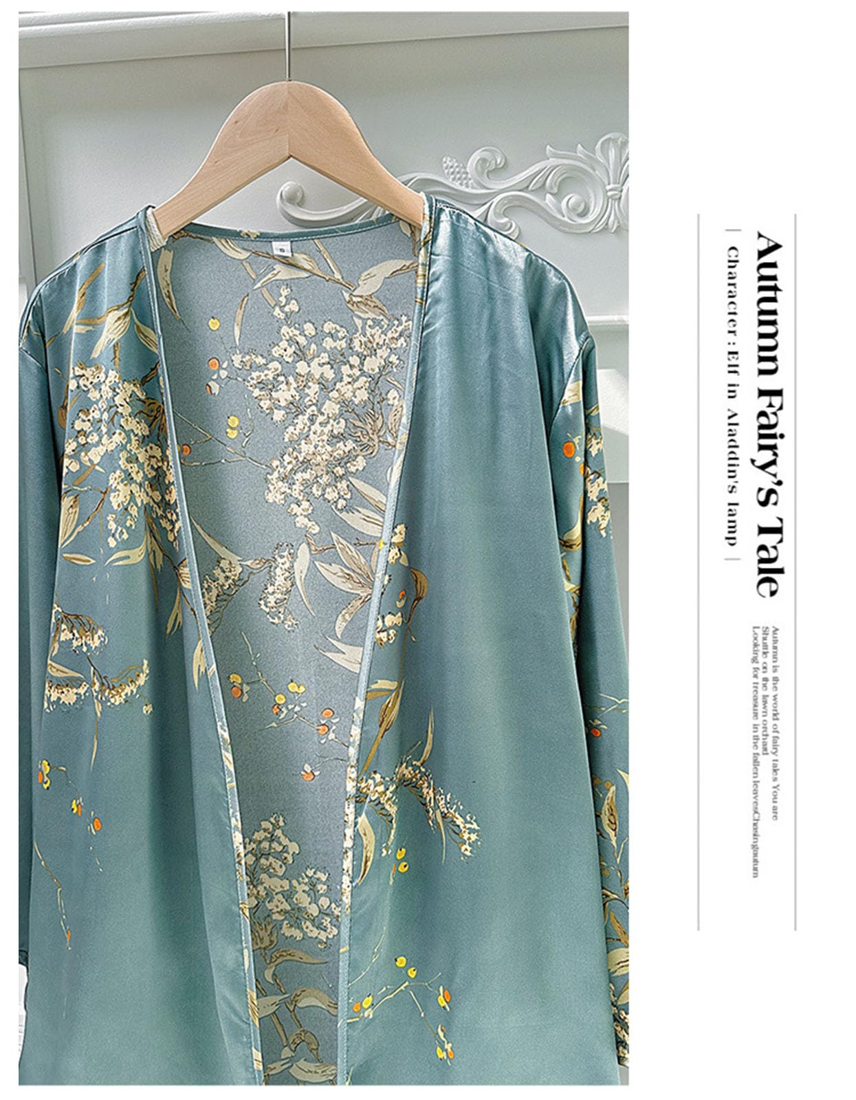 Generic Satynowa damska jedwabna koszula nocna Cami z zestawem szat 2-częściowa bielizna nocna Seksowna koszula nocna Kimonos,Light green,M