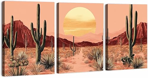Arte de pared de paisaje del desierto de Arizona, atardecer, arte de pared, estilo vintage, tropical, naturaleza, decoración de pared, dormitorio,