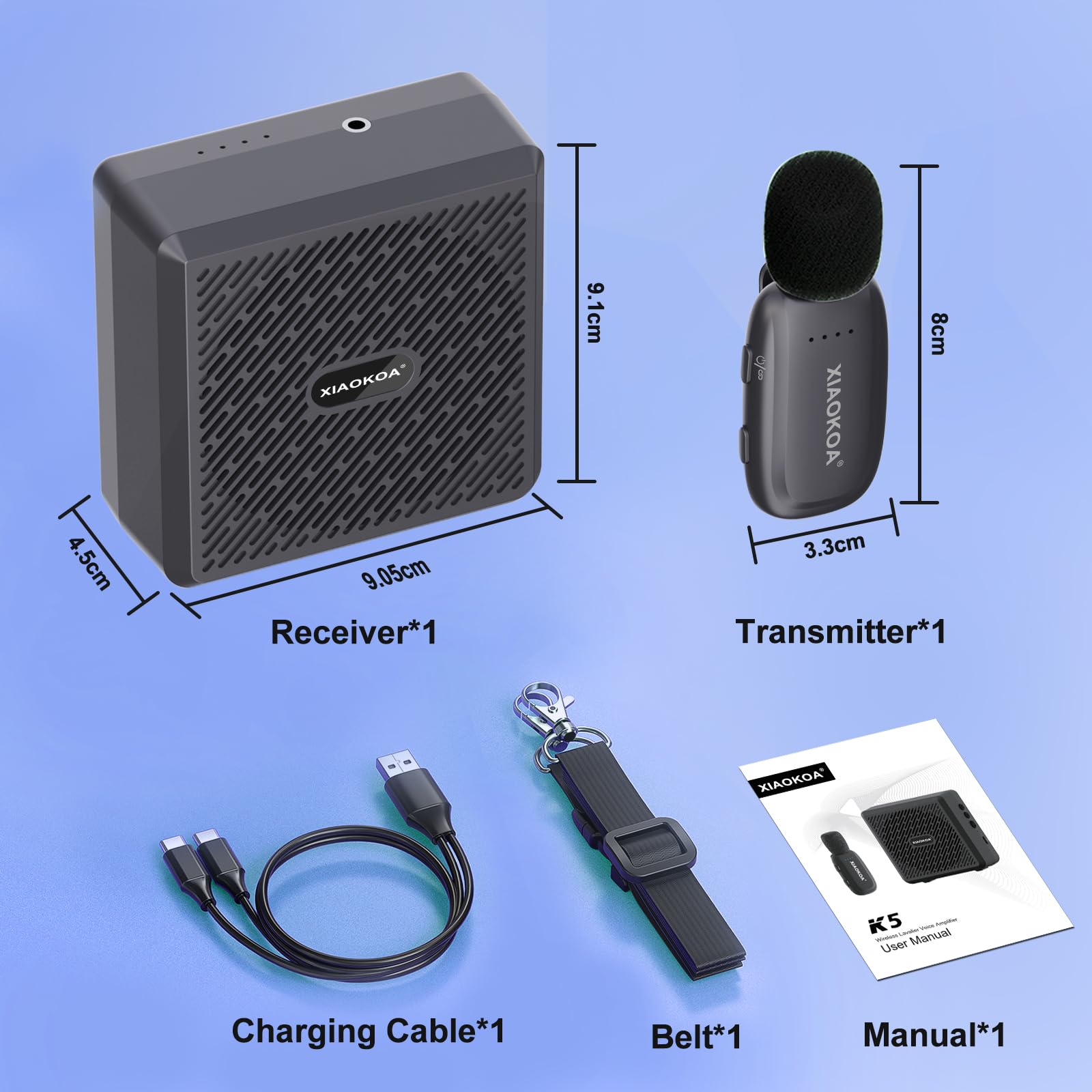 Amplificador de voz con micrófono Lavalier inalámbrico, altavoz Bluetooth con micrófono de solapa, mini megáfono portátil de carga, sistema de micrófonos de clip de 2.4 G para profesores, guías