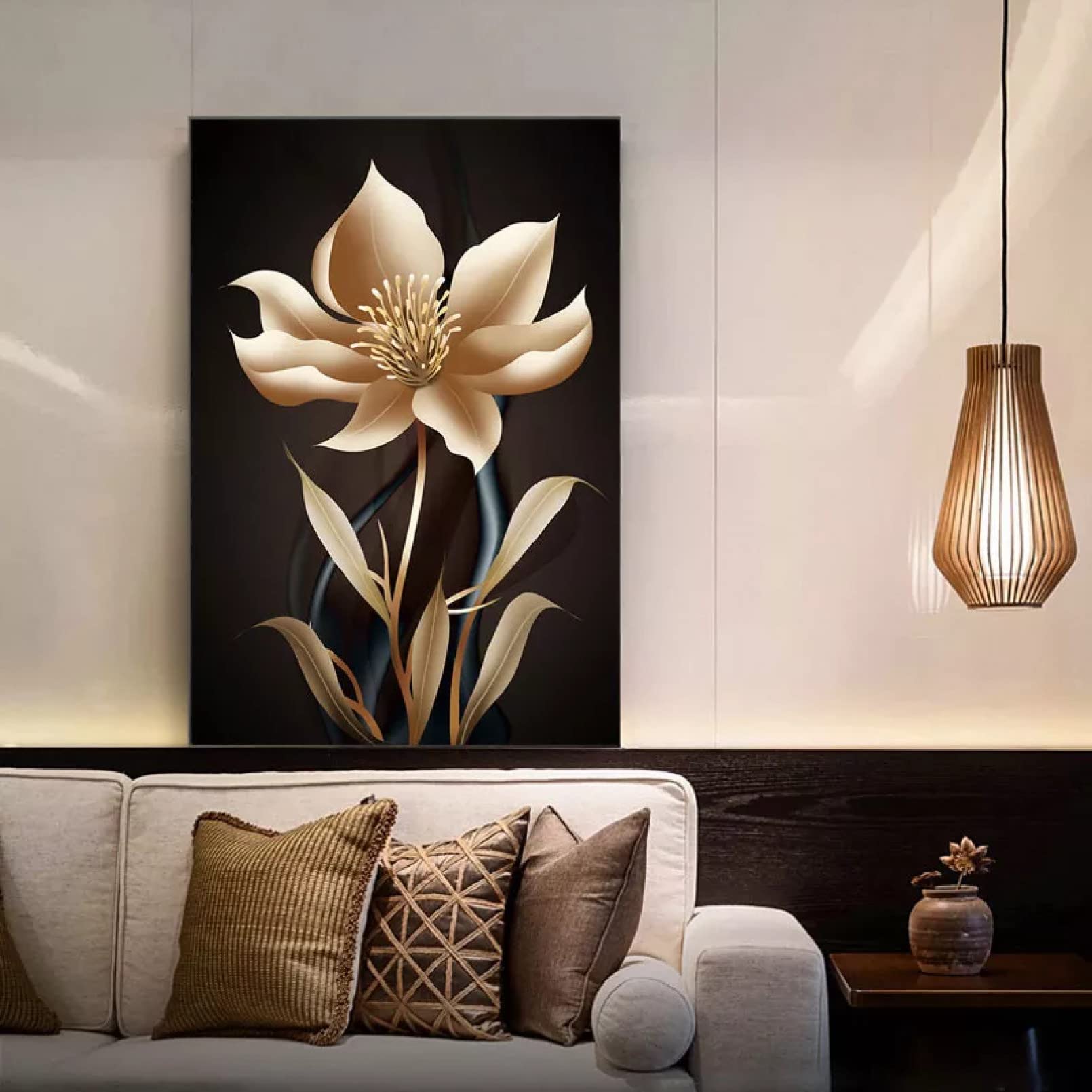 Cuadro sobre lienzo moderno estilo nórdico de flores abstractas para pared