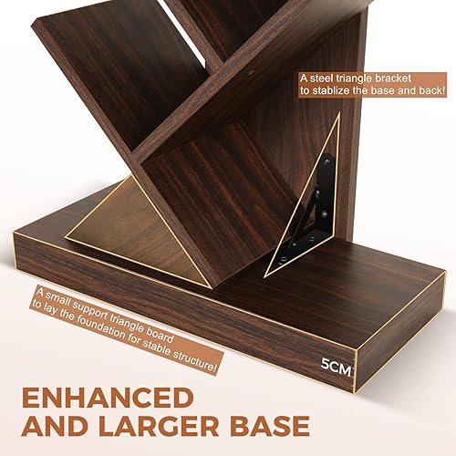 Miniatura 6 de Estantería para árbol de 9 estantes estantería estrecha para sala de estar dormitorio oficina en casa estante organizador de libros de pie con