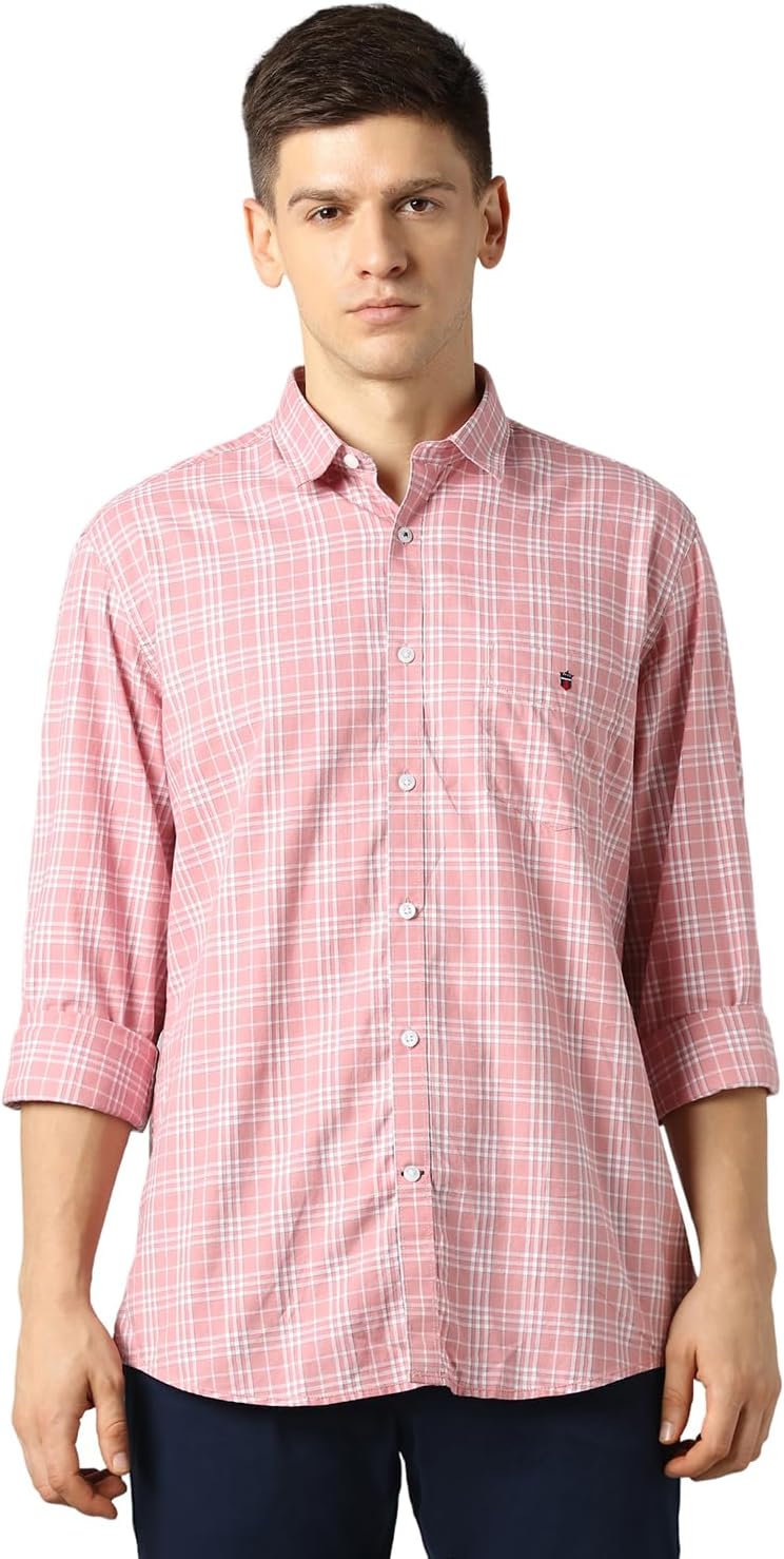 Men Sports Slim Fit Checks 100% Cotton Casual Shirt