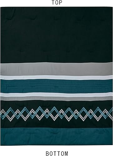 Vista 31 de Chezmoi Collection Arden - Juego de edredón moderno de 7 piezas con diseño de rayas plisadas bordadas en zigzag