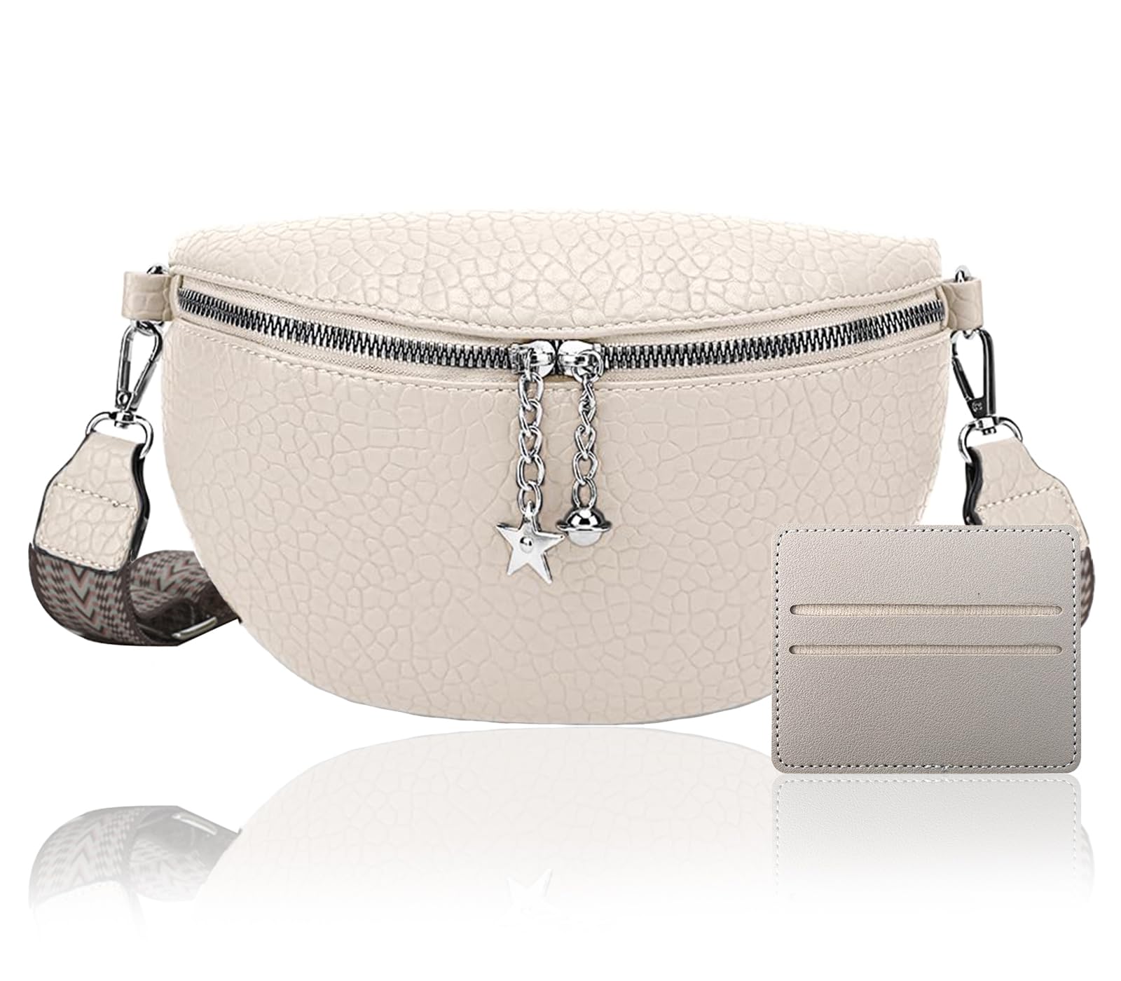 Borsa A Tracolla Donna Elegante - Marsupio In Pelle PU Bianco Con Tracolla Regolabile - Foto 7