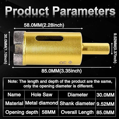Miniatura 2 de KATUR - Broca para sierra de diamante (0.236in de diámetro, para mampostería, cerámica, porcelana, mármol, granito, 0.236in de diámetro)