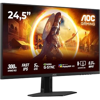 AOC Gaming 25G4SRE 25-Inch Full HD Monitor 300 Hz 1 ms G-Sync Compatible HDR400 1920x1080 2X HDMI 2.0 DisplayPort 1.4 Black/Red