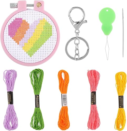 Miniatura 1 de Kits de punto de cruz para principiantes, kits de punto de cruz con estampado de arco iris, kit de bordado para niños, kit de manualidades para