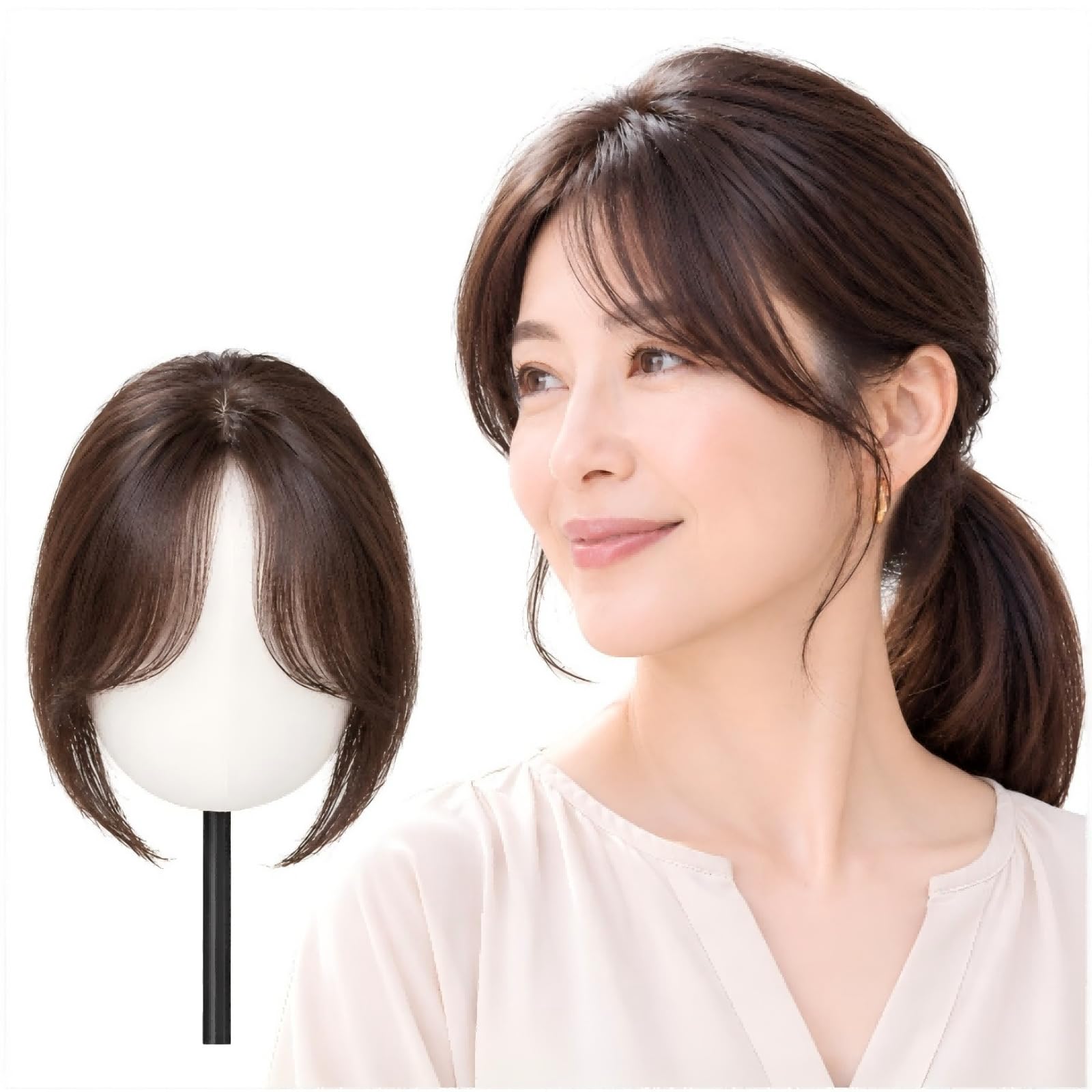 Amazon.co.jp: Rebecca Youth 前髪ウィッグ 人毛100% 部分ウィッグ 八