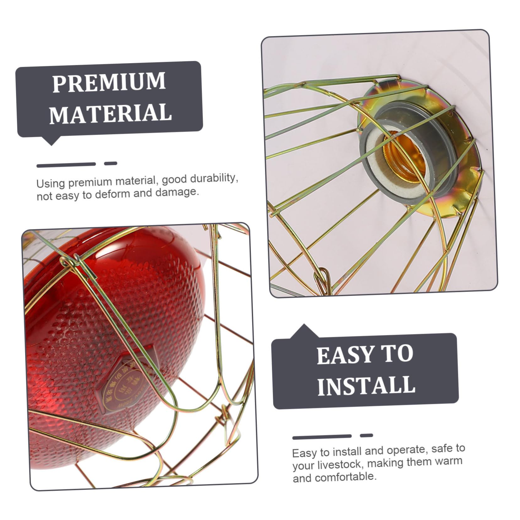 Toddmomy Lampada Riscaldante per Incubatrice Bestiame, Coperchio in Metallo e Alluminio, Resistente alle Alte Temperature, per Gabbia e Recinto Animali