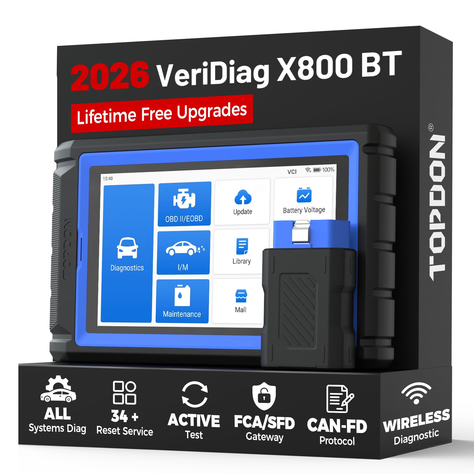 TOPDON X800 BT OBD2 Scanner, strumento diagnostico a scansione
