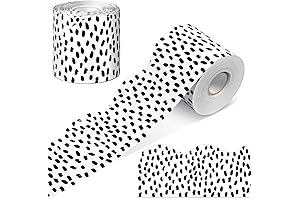 Zonon 65 Feet Bulletin Board Borders Black and White Polka Dots Striped...