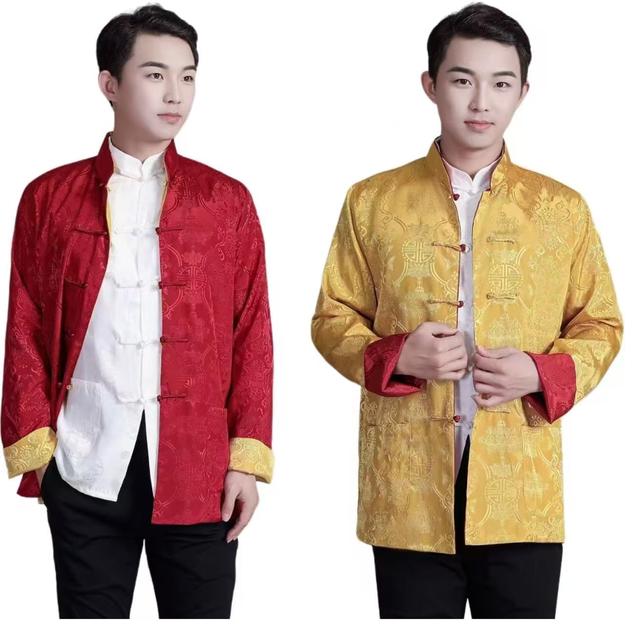 Tang Suit Men Hanfu Chinese Traditional Clothes Long Sleeve Top, Can be Worn on Both Sides