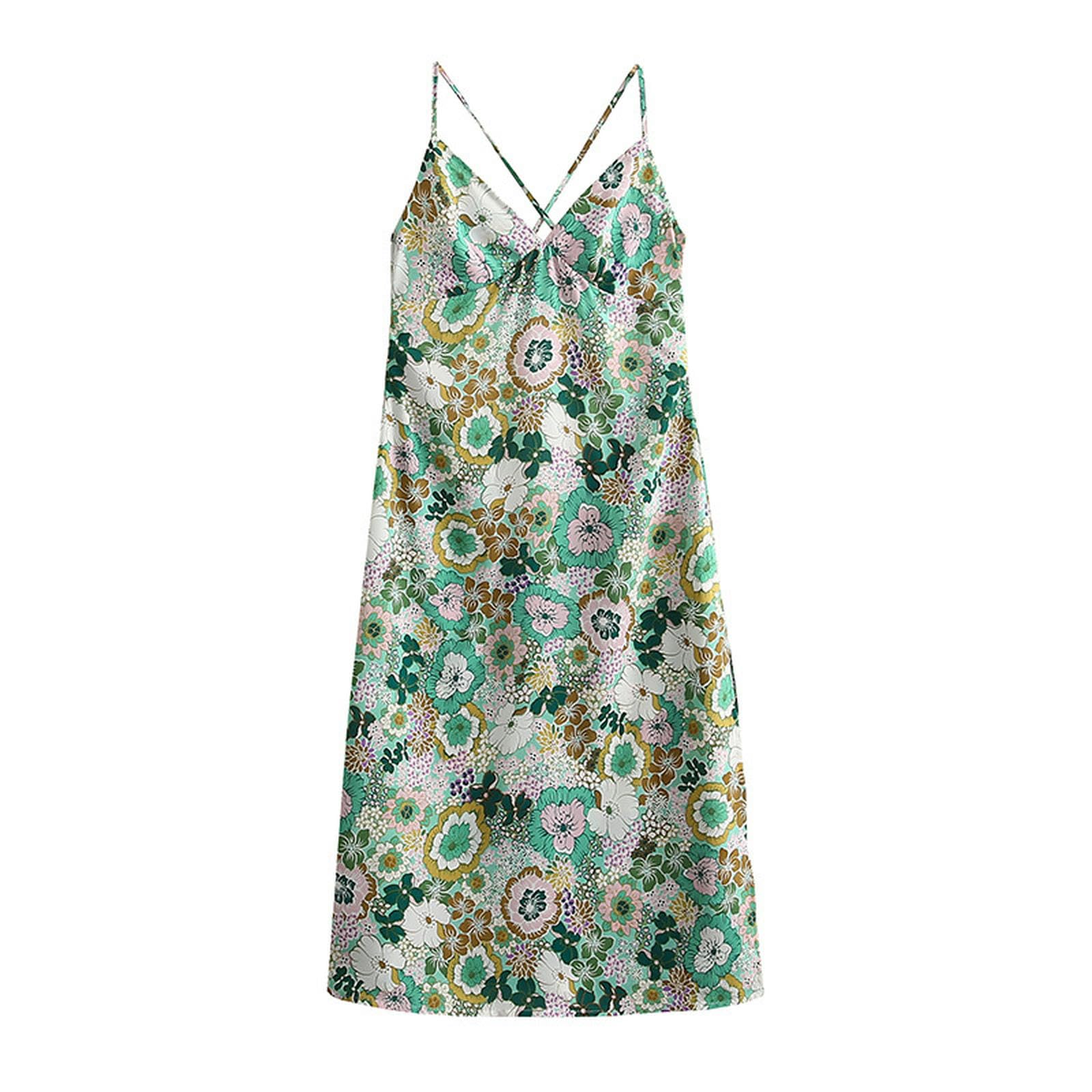 Robe d'été fendue avec son dos imprimé filigrane chic
