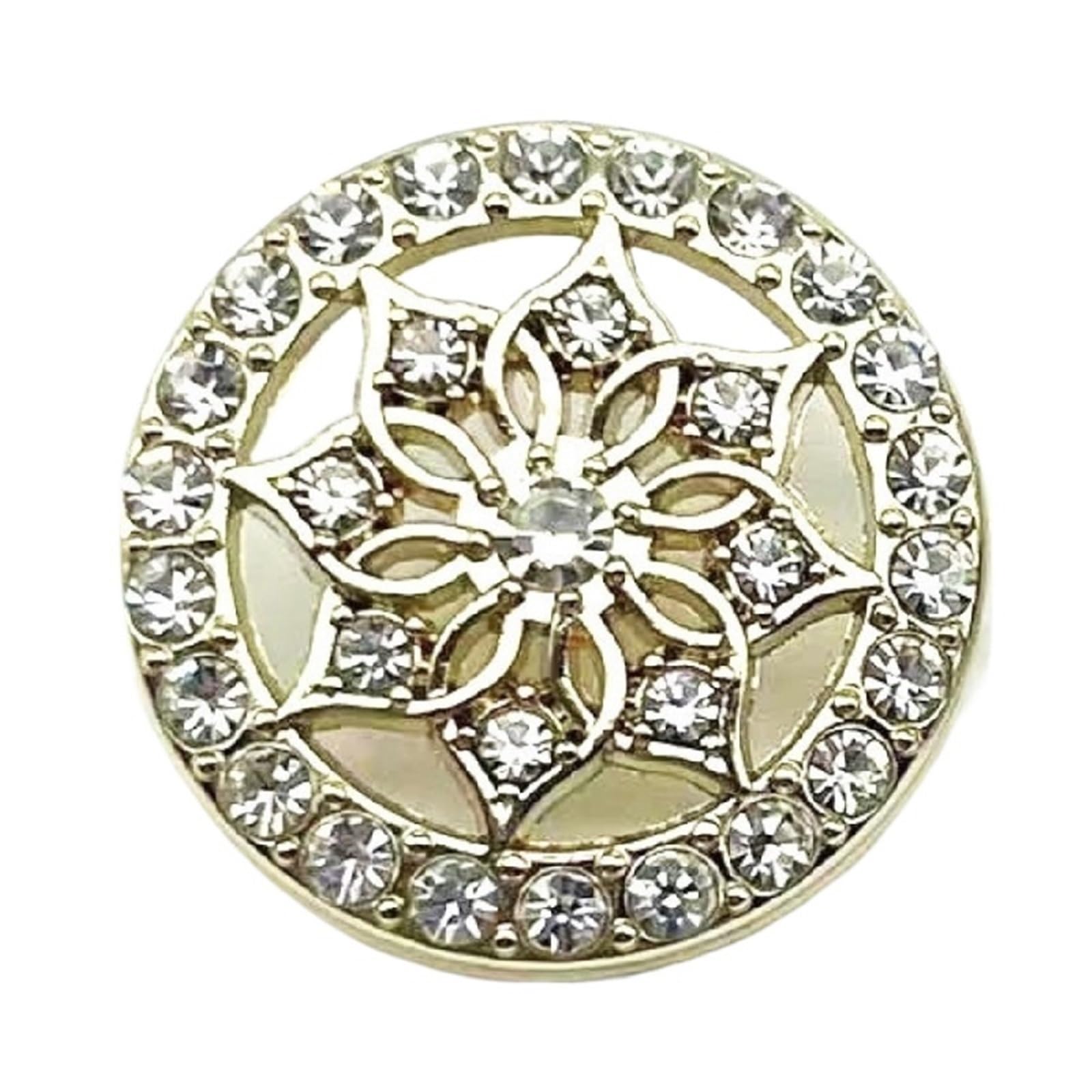 10 botones de metal con incrustaciones de diamante para costura, álbumes de recortes, manualidades, suéter, botón decorativo de 20 mm (dorado)