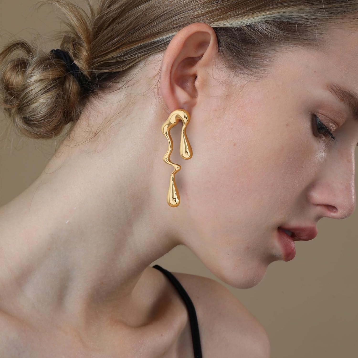 Easter Basket Stuffers-Earrings for Women 14K Gold Plated Chunky Knot Earrings Dang... - Image 3