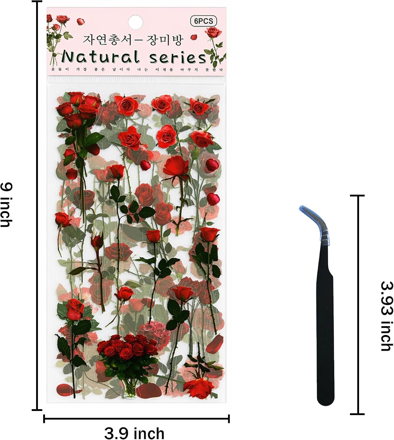 Flower Stickers 576+ PCS Vintage PET with Tweezer for Journals