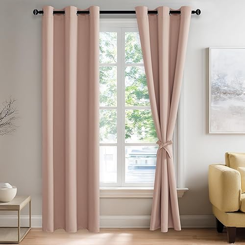 JIUZHEN Cortinas opacas para dormitorio, con aislamiento térmico, bloqueo de luz y reducción de ruido, cortinas para oscurecer la habitación, 84