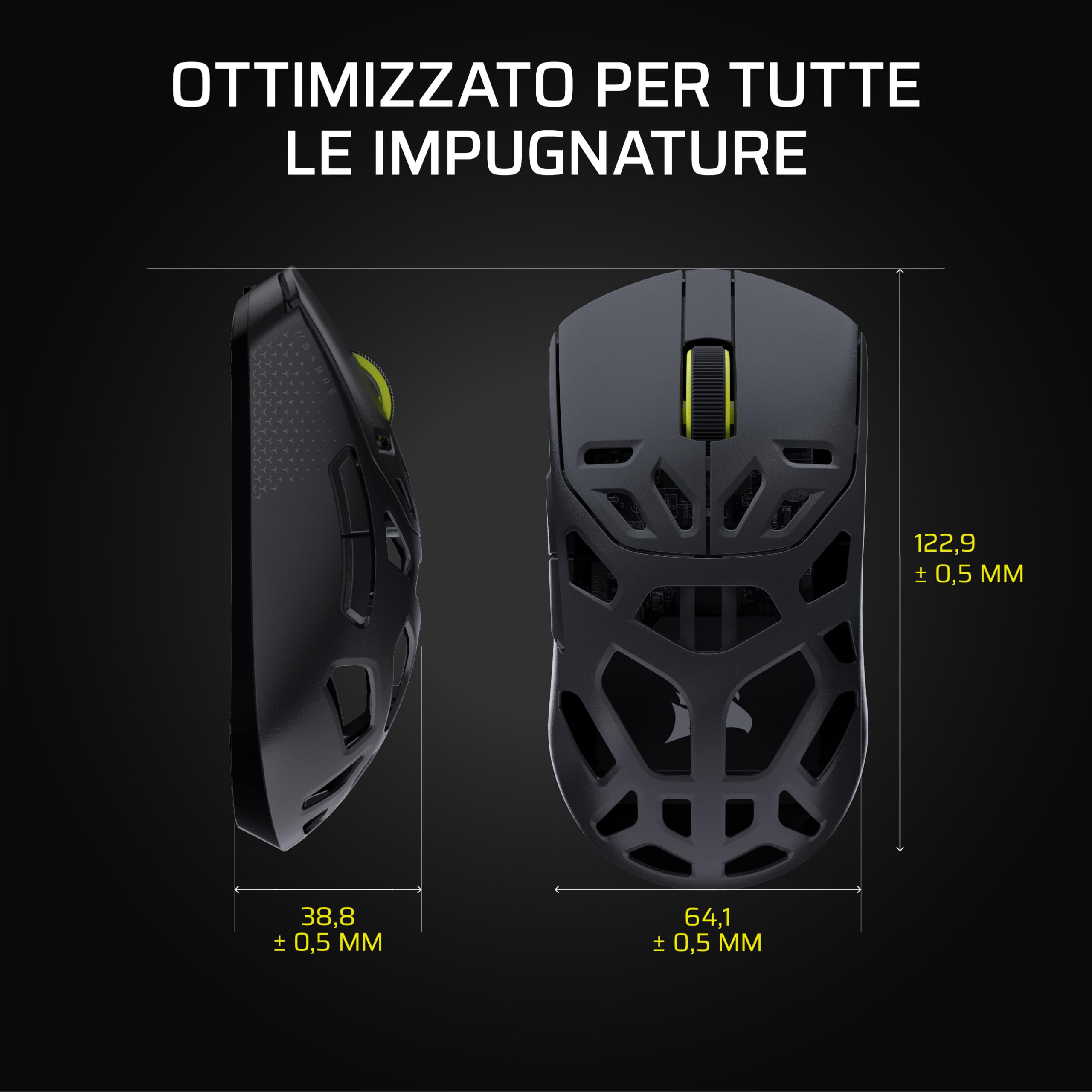 Corsair SABRE v2 PRO MG FPS Mouse Da Gioco Wireless – Nero | Sensore MARKSMAN S Da 33.000 DPI, Hyper-Polling a 8.000 Hz, Magnesio Resistente, Leggero, Batteria Fino a 120 Ore,