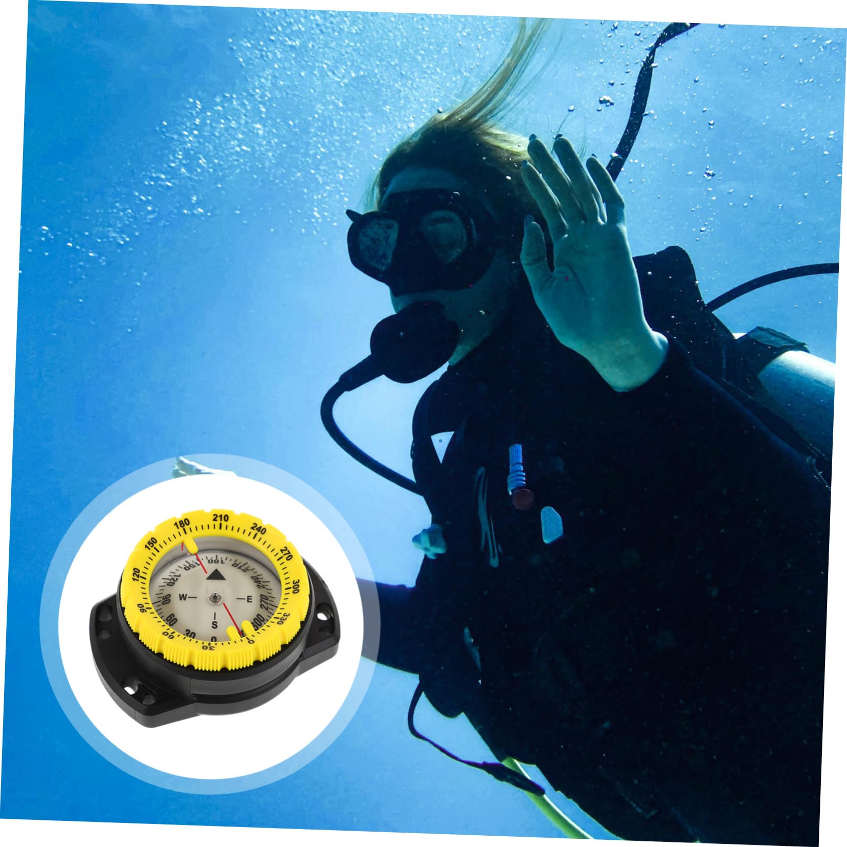 BESPORTBLE Reloj con Brújula de Buceo Brújula Compacta con Banda Elástica para Kayak y Senderismo Exteriores