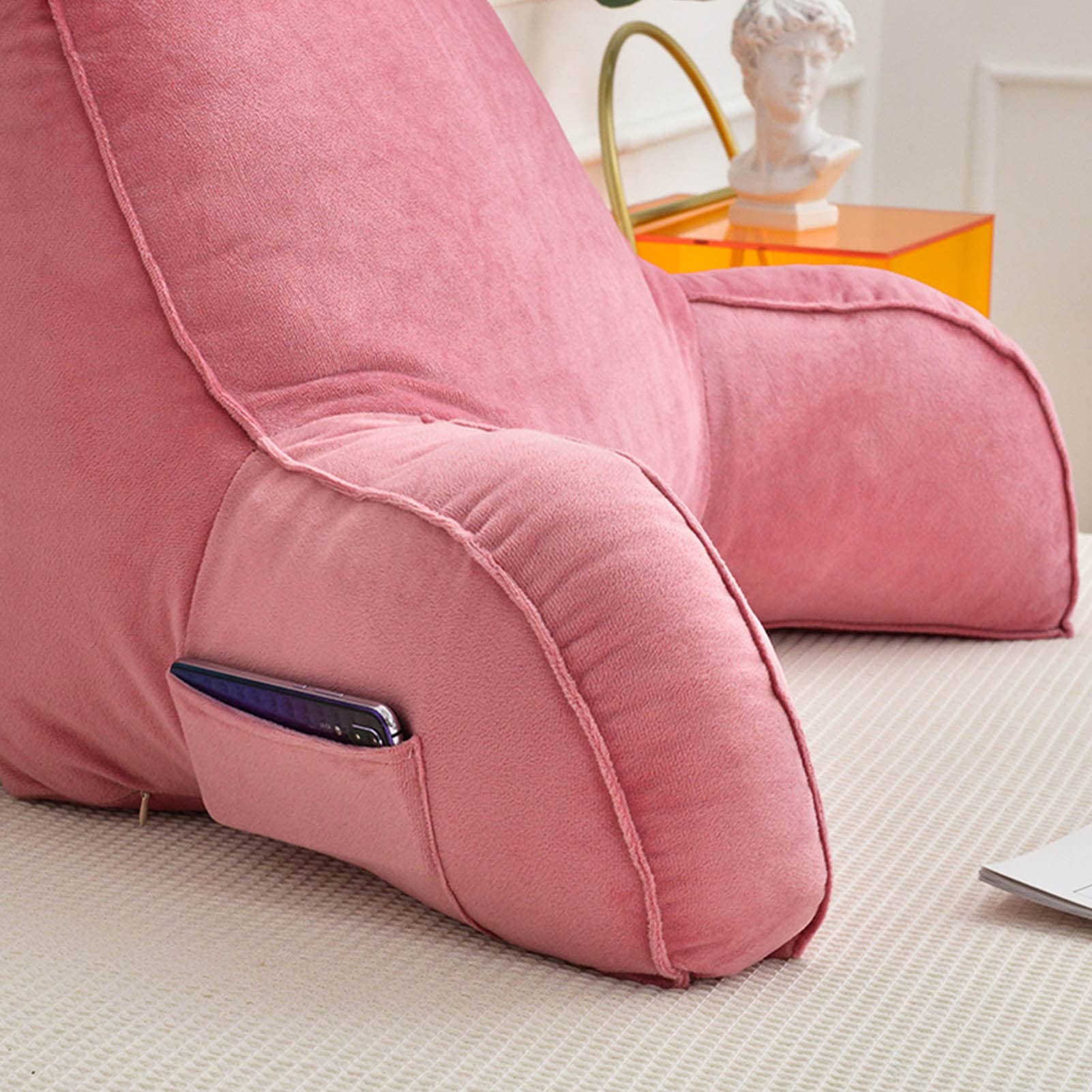 Grande cuscino da lettura con supporto per collo/braccia, cuscino di supporto per schienale spesso, cuscino di supporto lombare per adulti e bambini, per leggere, guardare la TV e rilassarsi 75X40X4