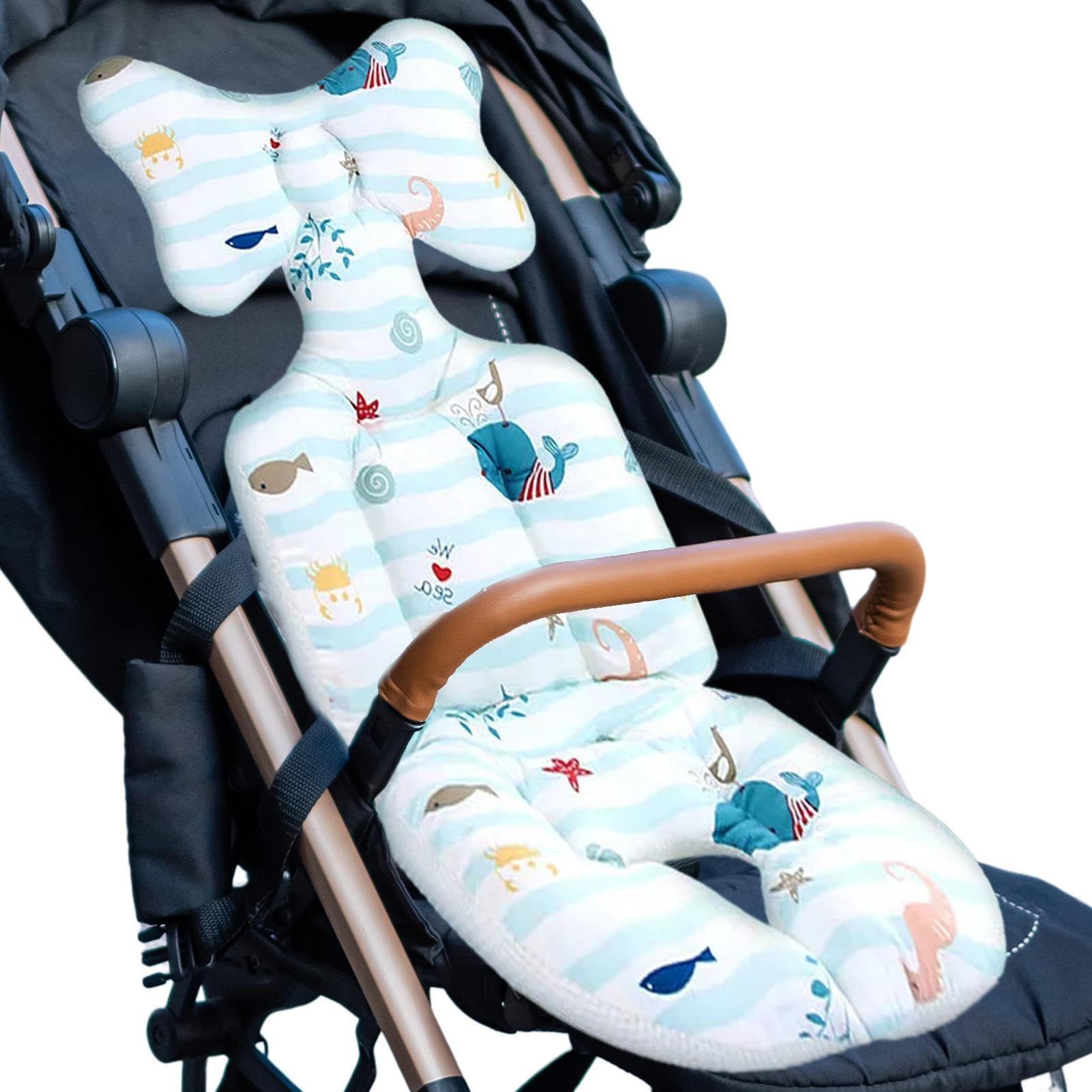 Inserto de asiento infantil - Funda para asiento de cochecito,Cojín de apoyo para la cabeza y el cuerpo del bebé suave y transpirable antideslizante para cochecitos