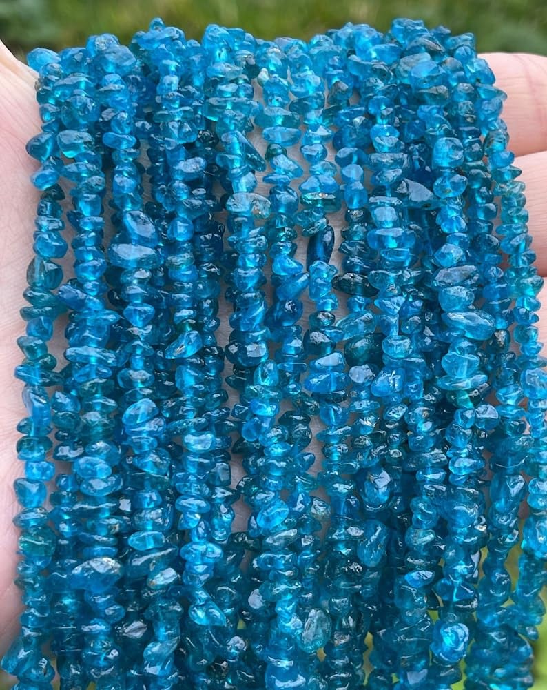 Apatite bleue naturelle : perles de pierre précieuse 6 mm pour collier fait main