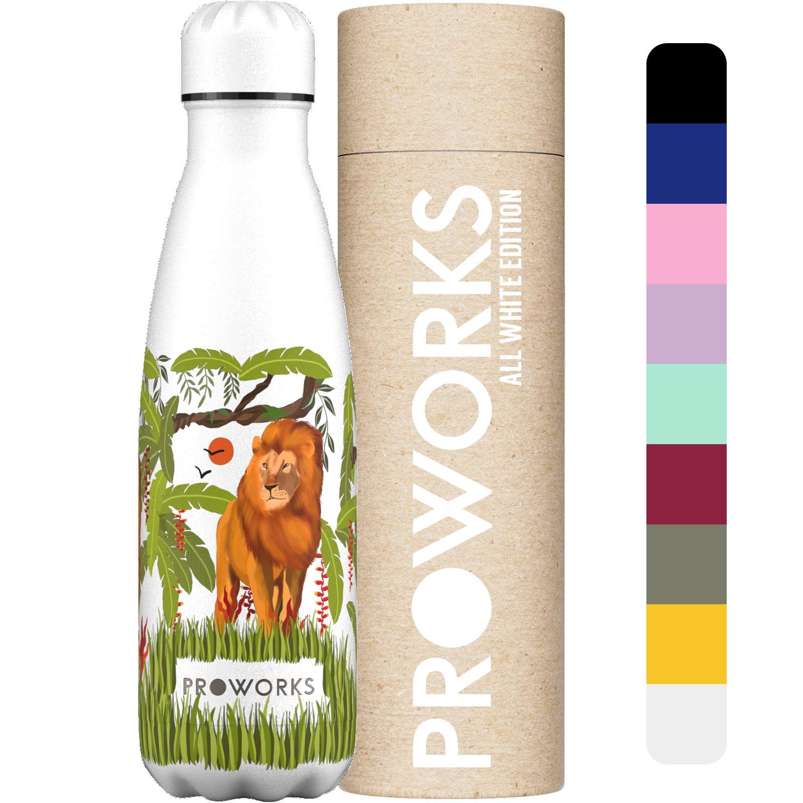 PROWORKS Insulated Water Bottle, BPA Free, Reusable Stainless Steel Water Bottle for 12 Hours Hot & Cold Hold Up to 24 Hours, for Sport, Gym, Travel - 500ml - Pink Daisy — view 30