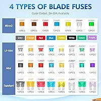 Vista 3 de Nilight Juego surtido de 372 fusibles para automóvil, mini LP Micro2, fusible de repuesto de cuchillas ATO ATC APS ATS APR 2A 5A 7.5A 10A 15A 20A