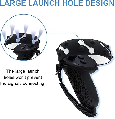 Miniatura 4 de Mcbazel 1 par de fundas de agarre para controlador Oculus Quest 2, funda protectora de silicona antideslizante y anticaídas con correa de mano para