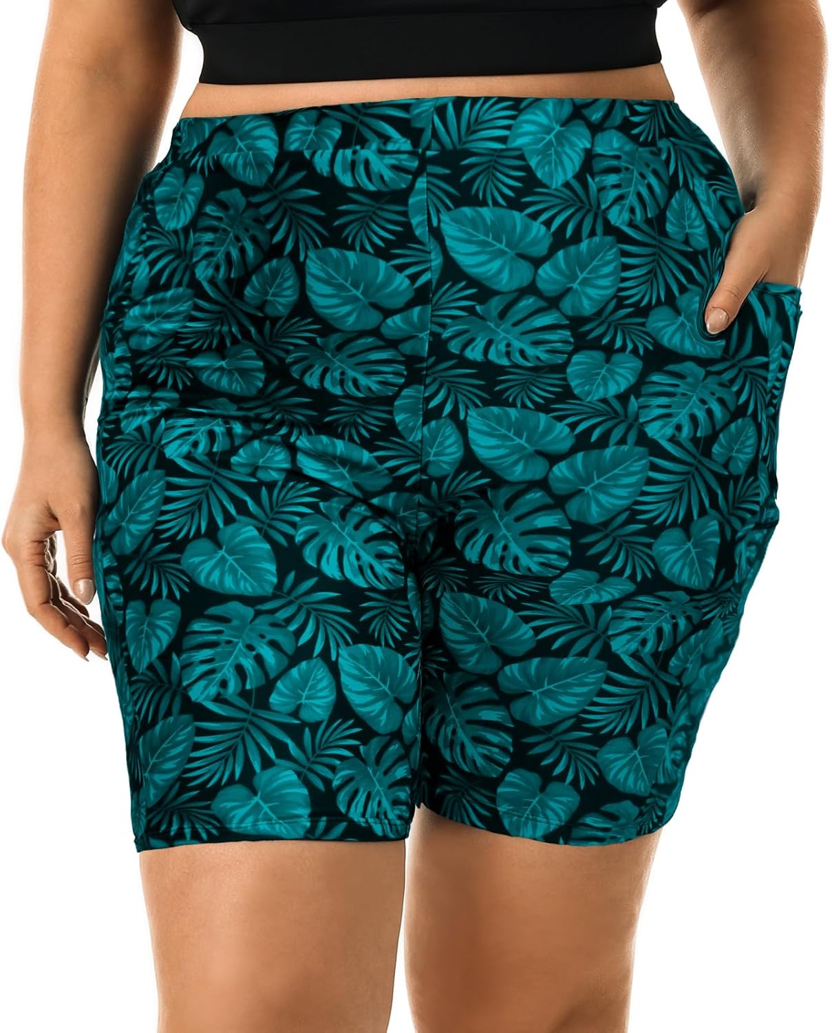 HODOSPORTS Plus Size Women's Swim Shorts with Pockets UPF50+ High Waisted Board Shorts Tummy Control Swimsuit Bottoms 1X-6X