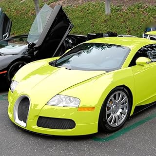 Lámina adhesiva para coche, color amarillo neón brillante, 30 x 152 cm, fácil instalación (amarillo neón)