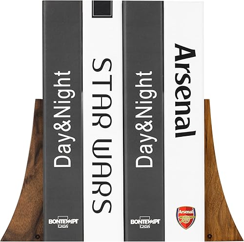 Miniatura 9 de TILISMA Sujetalibros de madera hechos a mano con base de metal, árbol de nogal, soportes resistentes para libros pesados, accesorios decorativos