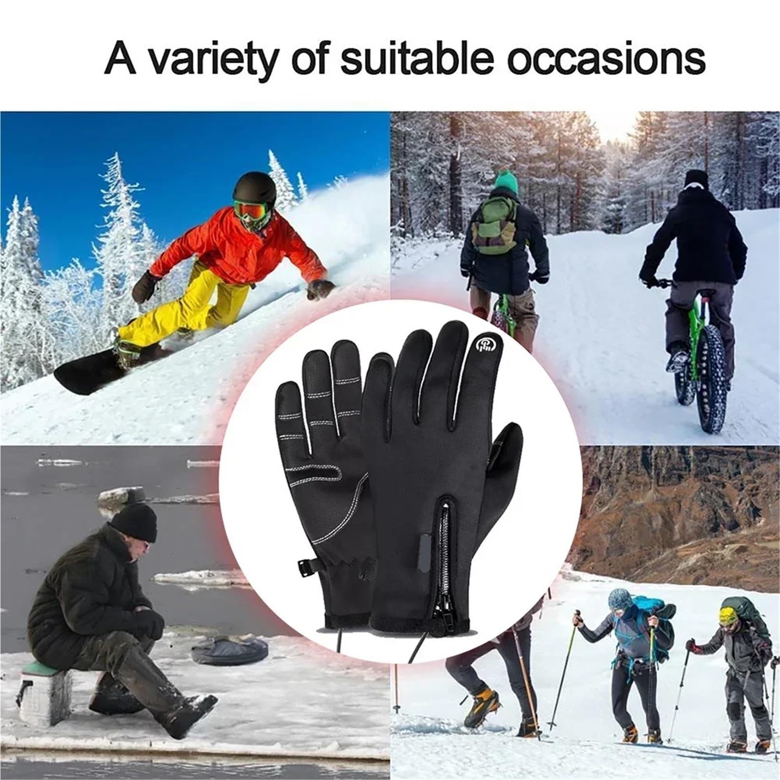 Guanti riscaldati, Guanti Da Moto Riscaldati Touch Screen USB 3 Marce 2 Pezzi Outdoor Winter Ski Sport Pesca Warm Riding Bicycle,per donne e uomini