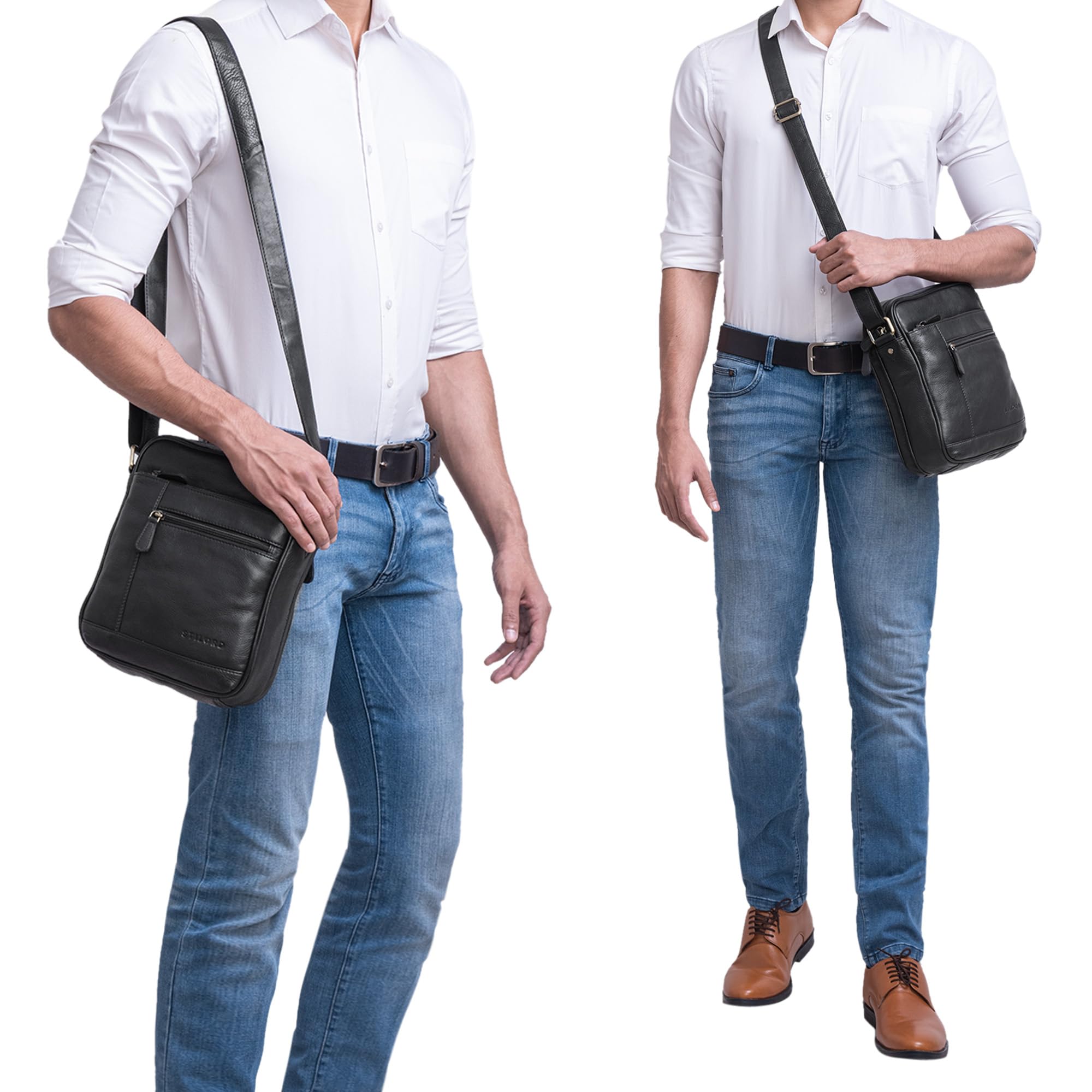 Borsa Leather Shoulder 'Diego' STILORD Maschile Small - Dettaglio